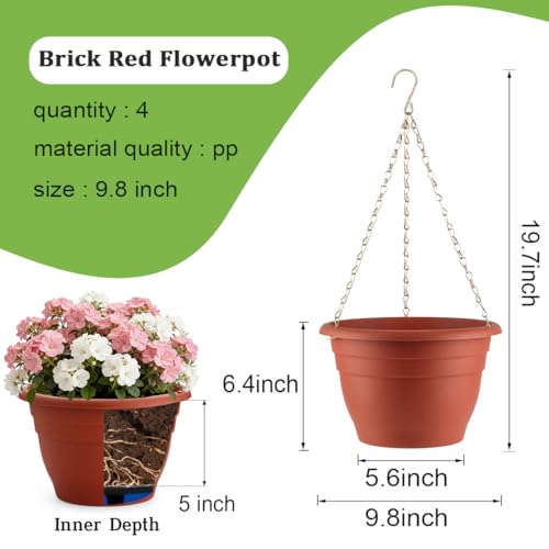 Hanging Planters 10 Inch (Pottery Red / 10 Inch-4P)