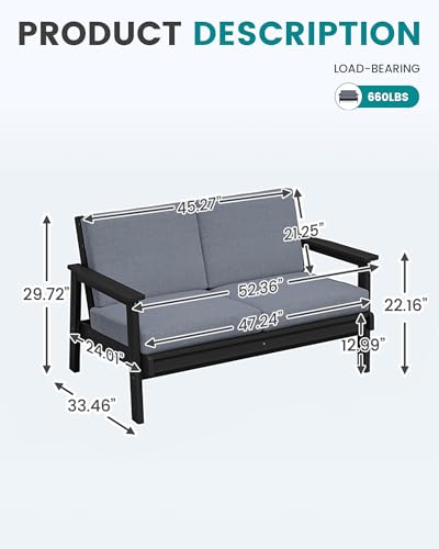 HDPE Outdoor Loveseat (Black/Grey)