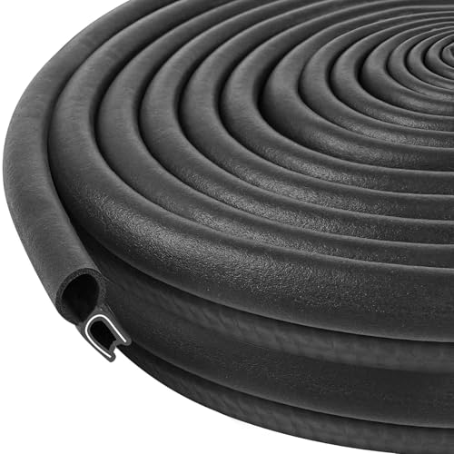 Automotive Door Weather Stripping 60Ft Car Door Rubber Edge Trim Seal Strip Gasket with Top Bulb Easy to Install for Car Bus Camper Boat RV Truck Doors and Home Applications (60Ft)