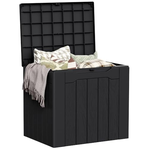 33 Gallon Resin Deck Box Outdoor Storage Boxes (Dark Black / 33 Gallon)
