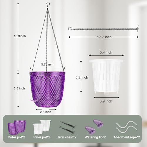 Hanging Planters for Indoor Plants (Purple / 5.7in)