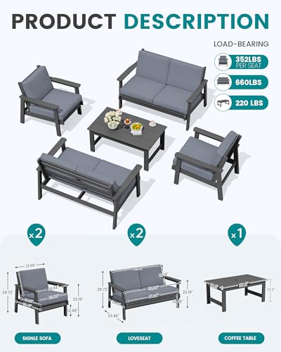 HDPE Patio Furniture Set 5 Piece