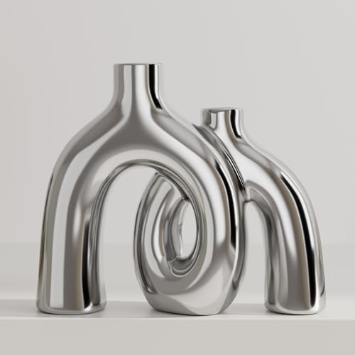 Hug Donut Decorative Vase Set (Silver)