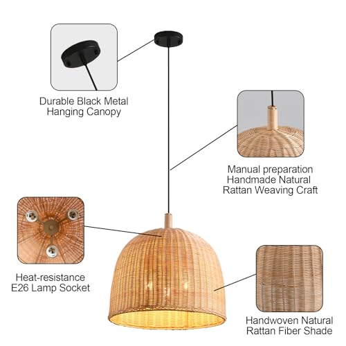 17.7" Rattan Pendant Light (Natural Rattan / 17.7" 3-Light)