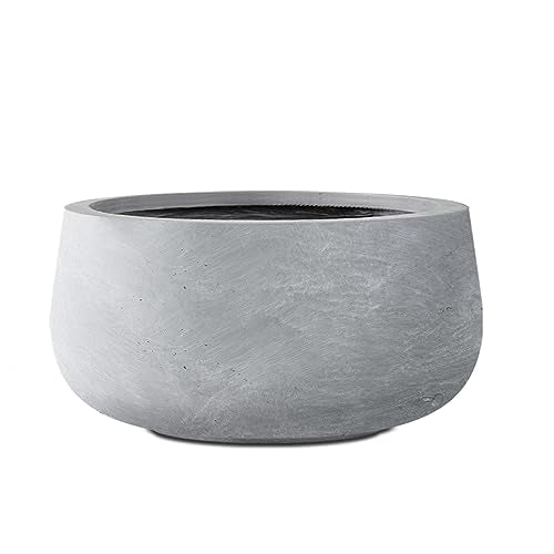 Small Round Bowl Blue Gray Concrete Planter 11.8" Dia (Slate Gray / 11.8"w)