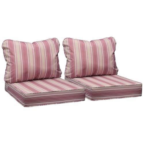 Outdoor Chair Cushions (Dusty Rose Garden Stripe / 23.5"x25.5"x5" / 23.5"x19")