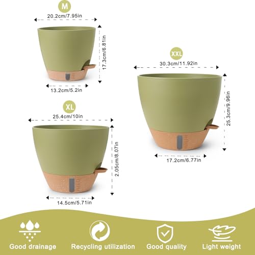 Self Watering Pots for Indoor Plants (Green-small)
