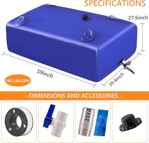 Water Tank Water Storage Bladder (Blue / 265 Gallon)