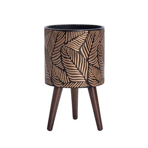 10 Inch Planter Pot with Wood Stand