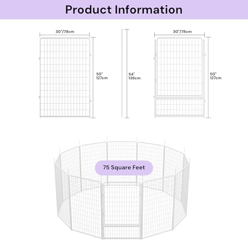 Decorative Garden Fence with Gate 50 in (50 in(H) x 30.7 ft(L) 11 Panels +1 Gate / White)