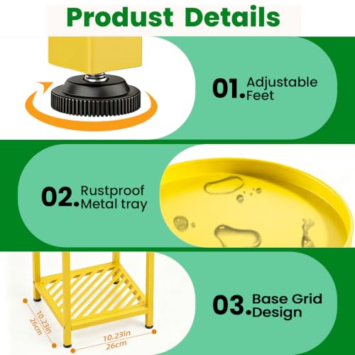 Tall 5 Tier Square Plant Stand Indoor Outdoor (Yellow / 5-Tier Square Base)