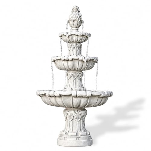 58.3" 3 Tier Outdoor Freestanding Water Fountain (White)