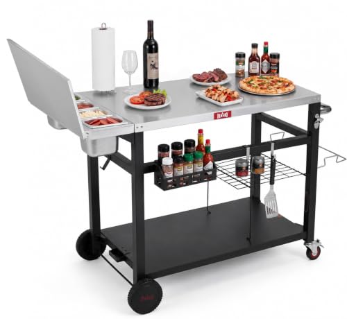 Outdoor Pizza Prep Table with Topping Station & Stainless Steel Top (Table with Topping Station)