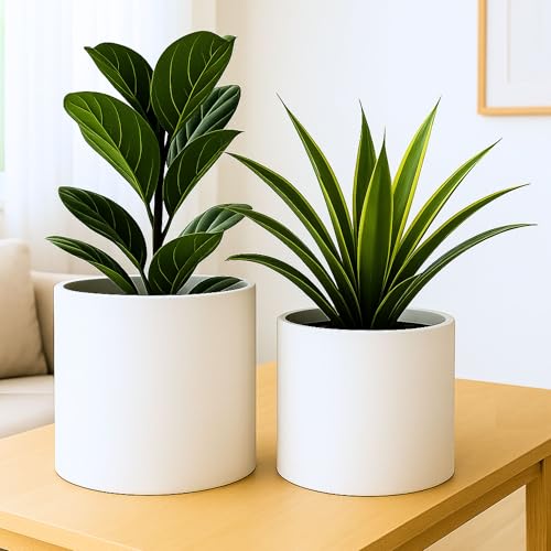 Large Planter for Indoor or Outdoor (Matte White / Set of 2: 12/14.6 Inch)