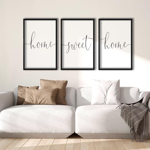 Home Sweet Home Sign Set of 3 Wall Art Decor 16"X11" Black (16"L x 11"W / Home Sweet Home（Black))