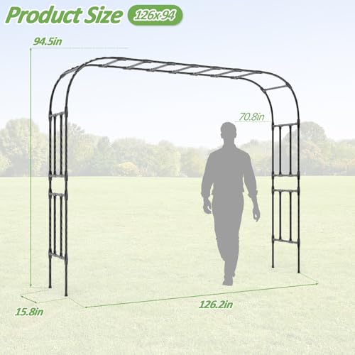 Thickened Metal Garden Arch (126（L）*94(H)*16(W)IN)