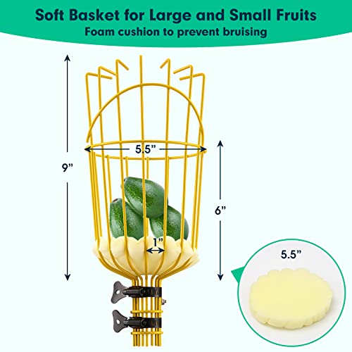 Fruit Picker 66 Inch Long Heavy Duty Fruit Picker Tool with Fruit Basket