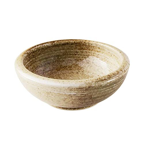 Minoyaki Series Small Round Glazed Ikebana Flower Vase (5.04 x 5.04 x 1.89 inches / Sand Beige)