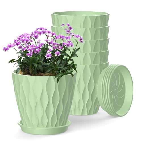 6 Inch Plant Pots (Green / 6inch)