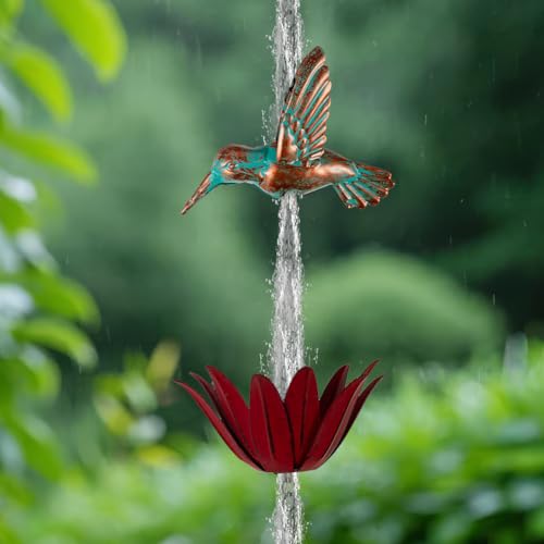 9.8Ft Rain Chain for Outside (Red Lotus)