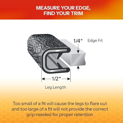 Edge Trim Fits 1 (100 Feet / Fits 1/4" Edge, 1/2” Leg Length, Dual Gripping Fingers)