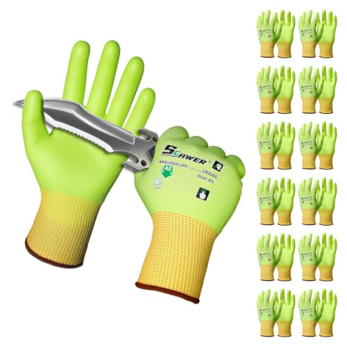 12 Pairs ANSI A6 Cut Resistant Gloves (Yellow / Small)