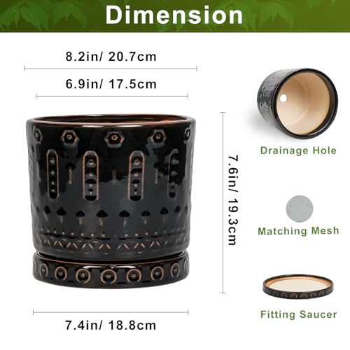 8 Inch Pots for Plants (8 Inch / Black - 2)
