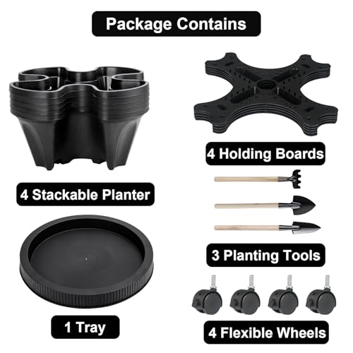 Vertical Planter Tower (Black / 5 Tier)
