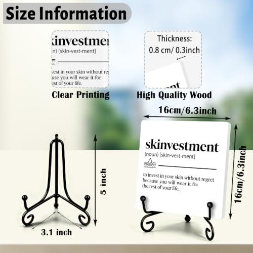 Esthetician Gift Wooden Plaque for Home Office Shelf Table Decor 6.3x6.3 In (Multicolor 1734 / Wooden sign with iron frame（6.3 x 6.3 inches）)
