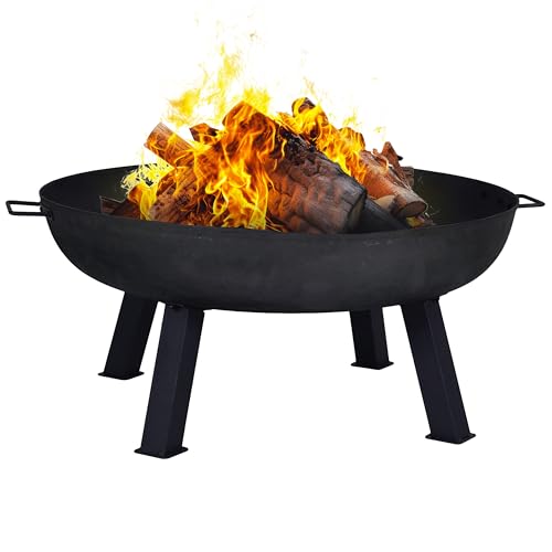 Sunnydaze Cast Iron Heavy Duty Large Fire Pit for Outside Wood Burning (Black / 34 in)
