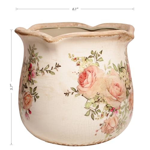 Ceramic Flower Vase (Ivory Blush Floral)