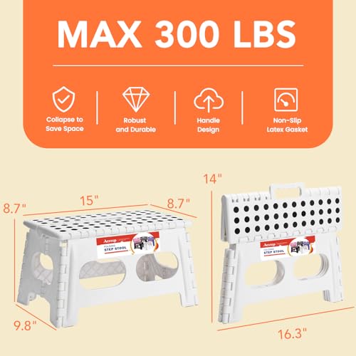 9 Inch Folding Step Stool (Widen White / 9 Inch( Pack of 1))