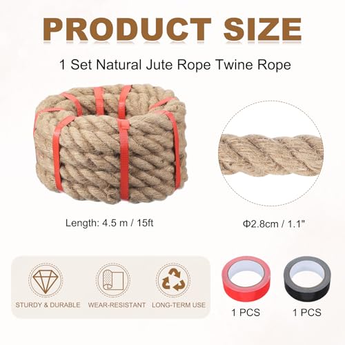 Jute Rope 1.1 Inch x 10ft (1.1 Inch)