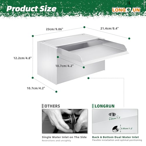 Pond Waterfall Stainless Steel Pond Spillway Color for Ponds 9.06" (9.06 inch Stainless Steel(New model))