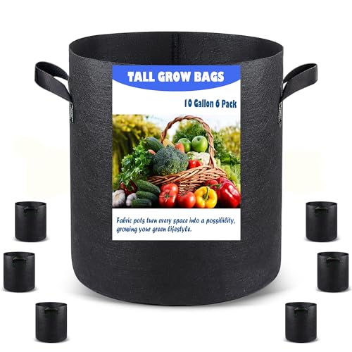 Taller Grow Bags (Black / 10 US Gallons 6 Pack)