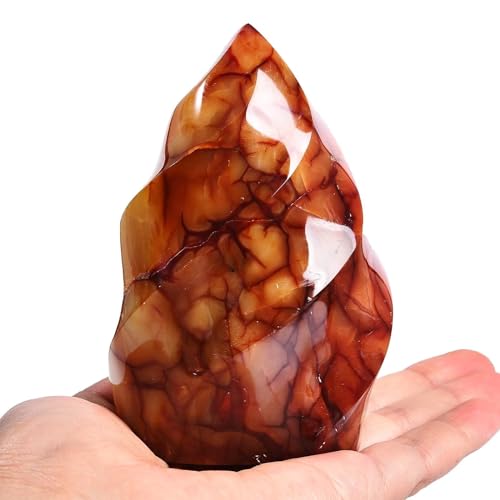 Red Agate Flame Shaped Stone Towers Obelisk Natural Healing Crystal Quartz Reiki Energy Decoration Home Office 1.5