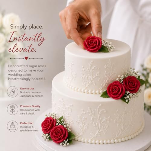 Edible Red Rose Toppers (Red)