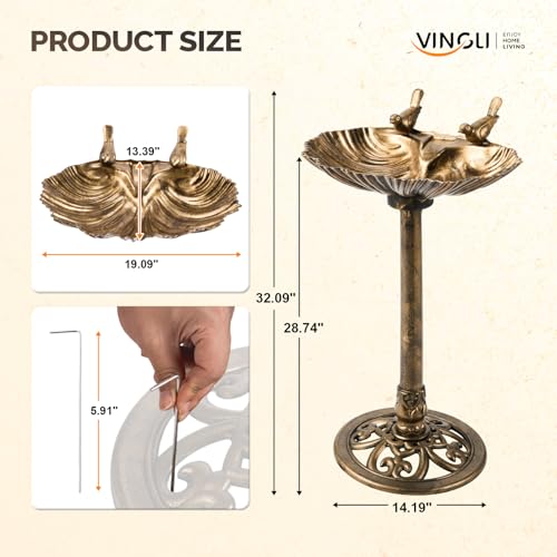 Pedestal Bird Bath with Solar Fountain (Copper shell)