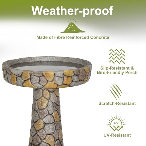 24" H Outdoor Bird Bath (Rustic Gray)