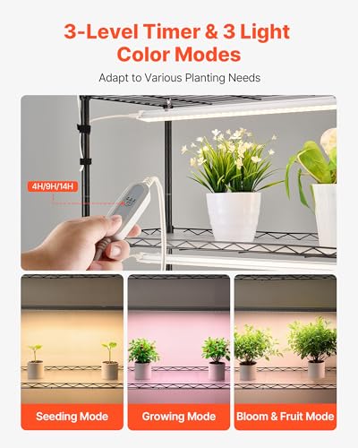 Plant Shelf with Grow Light (Black / 6-Tier)