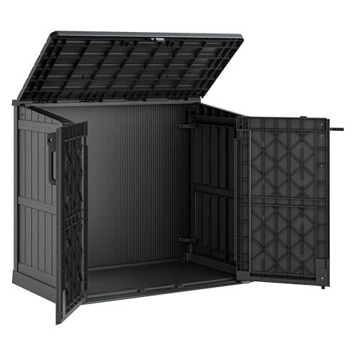 Outdoor Storage Cabinet 36 Cu Ft with Lockable Doors (Dark-Black / 30.1"×52.1"×44.3")
