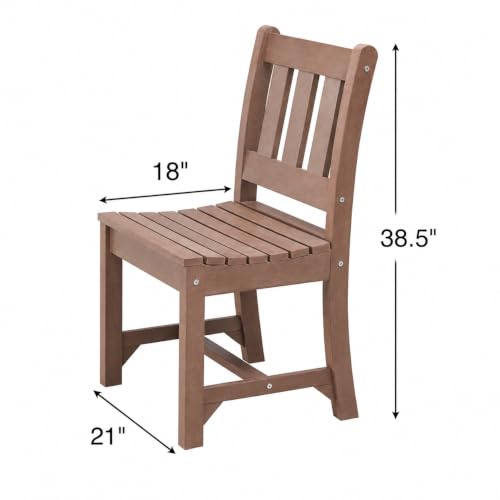Poly Lumber Patio Dining Chair Outdoor Garden Armless Chair (Brown / 1-Person)