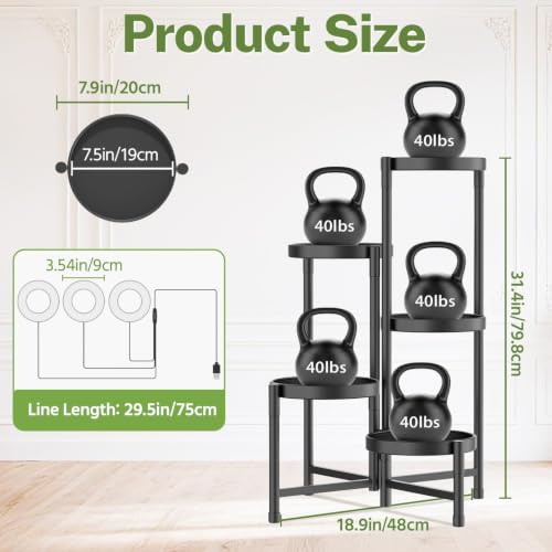 Plant Stand Indoor with Grow Lights (Black with Lights / 5 Tiers)