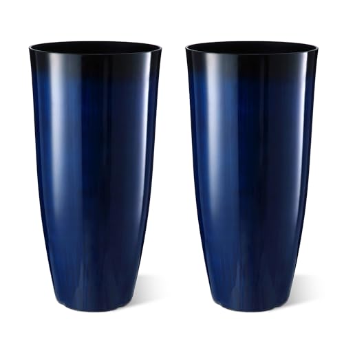 30" H Tall Planters for Outdoor Plants (30" H / Gradient Cobalt Blue)