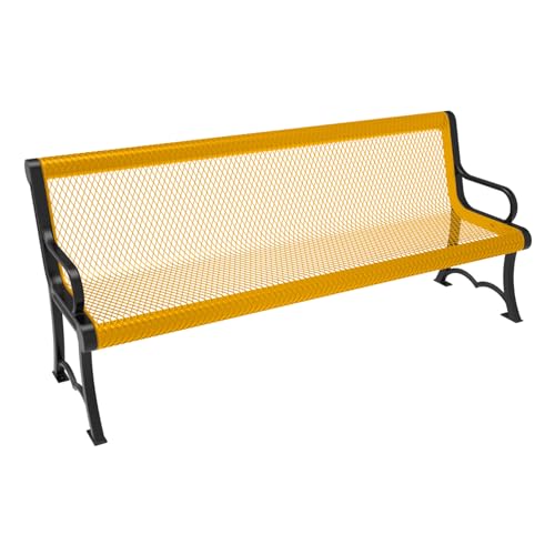 Bench, Yellow, Expanded, 6Ft, with Back, Portable
