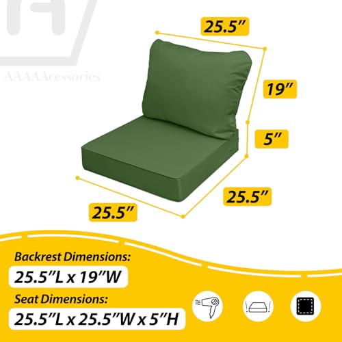 Outdoor Chair Cushions (Dark Moss Green / 25.5"x25.5"x5" / 25.5"x19")