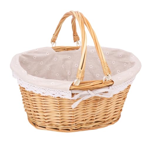 Natural Wicker Basket with Linen Lining