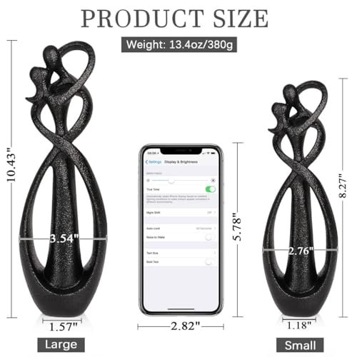 Kissing Lovers Statue Abstract Sculpture (Black / Large)