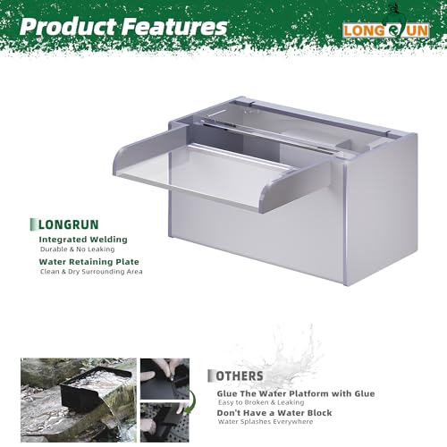 Pond Waterfall Stainless Steel Pond Spillway Color for Ponds 9.06" (9.06 inch Acrylic(New model))