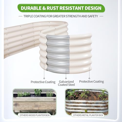 Galvanized Raised Garden Bed Outdoor (White / 6x2x1.4ft)